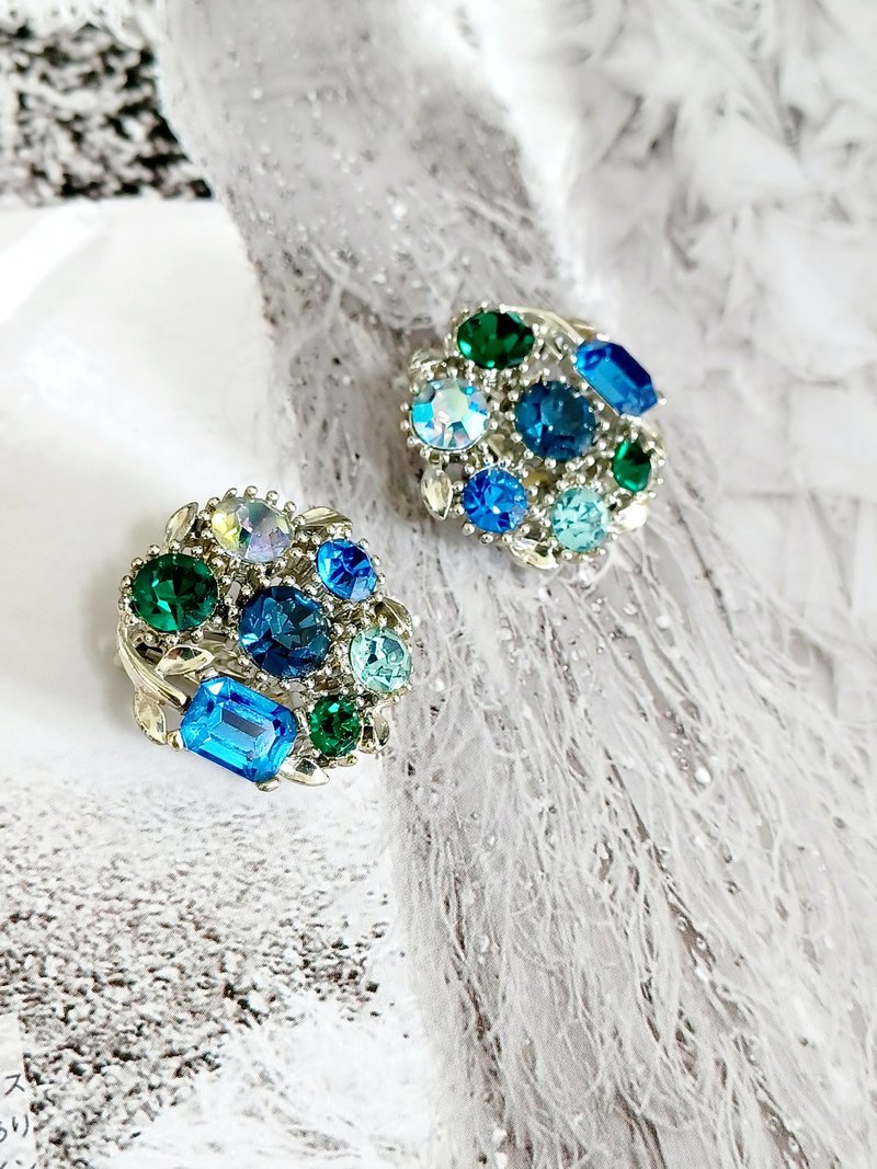 vintage jewelry  LISNER 缤纷莱茵花卉 夹式耳环 - 耳环/耳夹 - 其他金属 