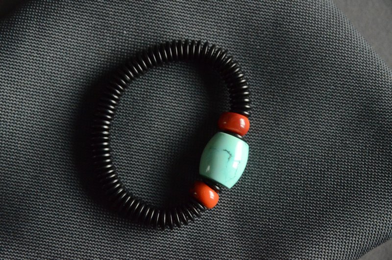 【松石转运珠】天然湖北原矿高瓷绿松石转运珠男女款手串 - 手链/手环 - 宝石 绿色