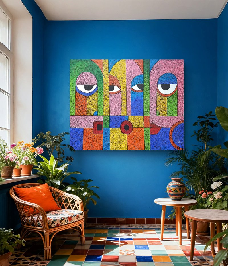 【V077 心灵迷宫】坦桑尼亚手绘画作,挂画,居家装饰,礼物 - 海报/装饰画/版画 - 其他材质 