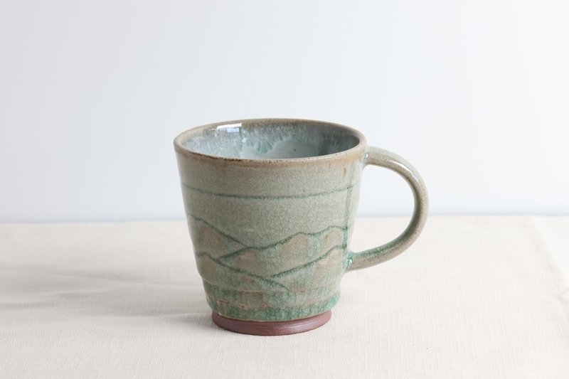 山脉绿灰马克杯 - 咖啡杯/马克杯 - 陶 