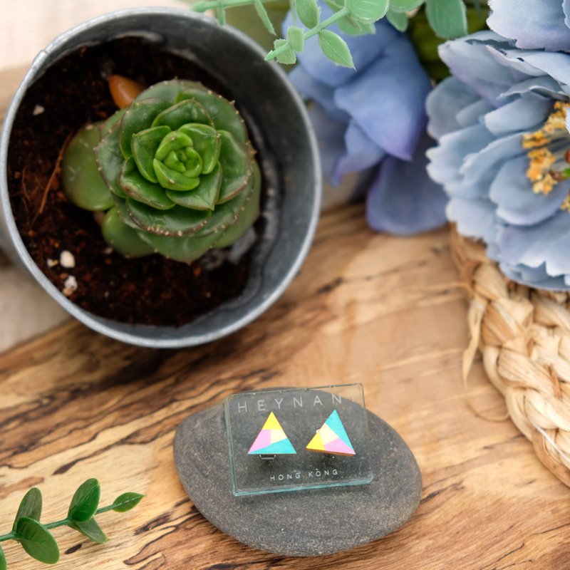 春夏流行色-天然木制防过敏耳环| Earring - 耳环/耳夹 - 木头 多色