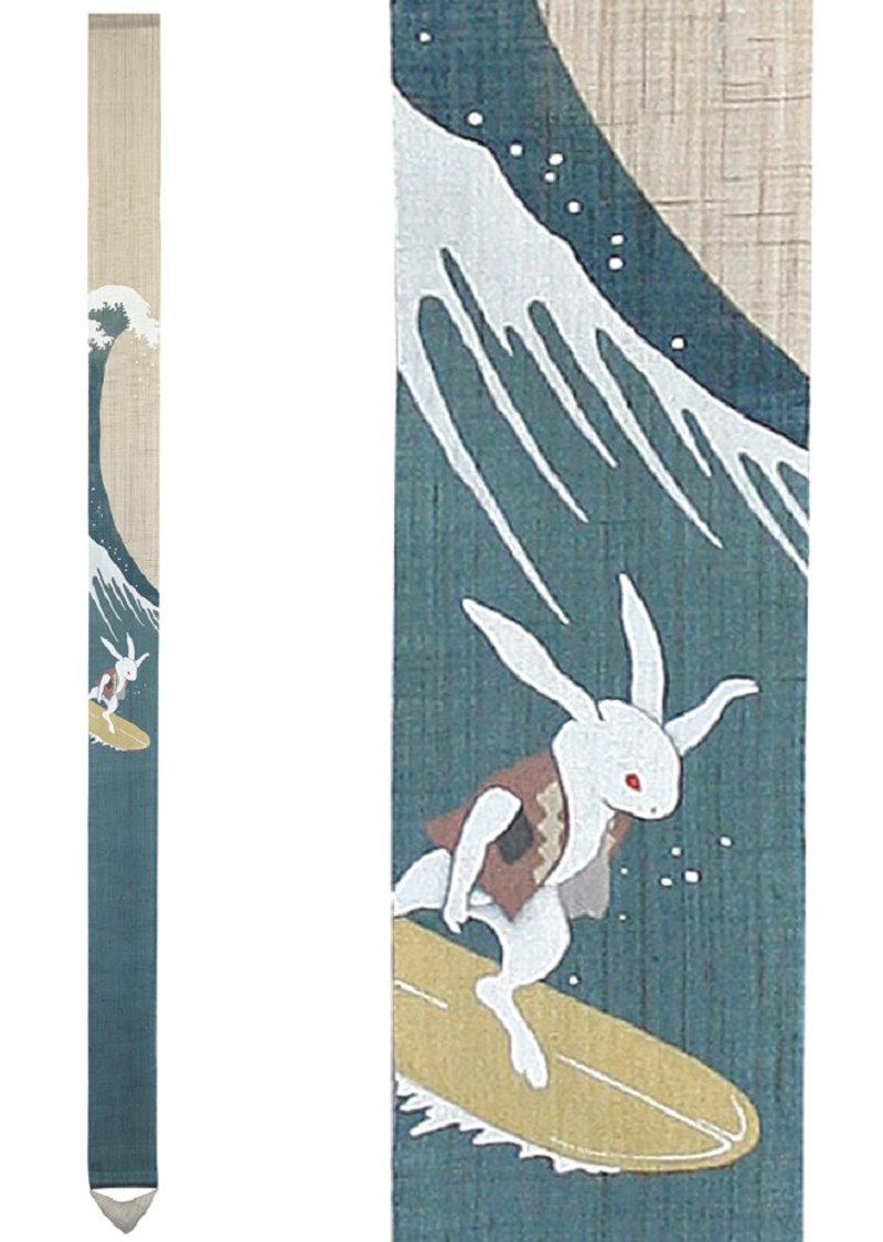 京都手绘细亚麻吊饰-冲浪兔子 - 摆饰 - 棉 