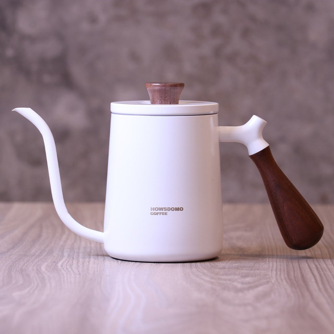(1件也能定制化)木柄手冲咖啡壶600ml-(白) - 咖啡壶/周边 - 不锈钢 白色