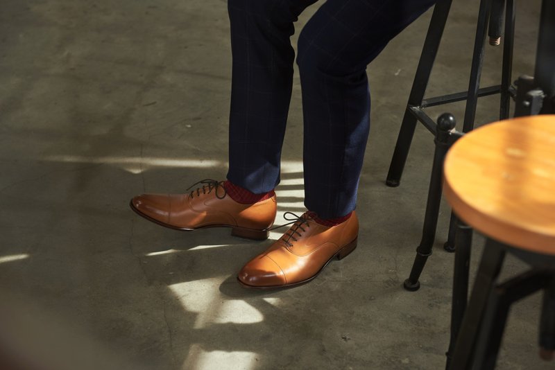 鹅颈横饰牛津皮底鞋 蜜糖棕 绅士鞋 牛津鞋 皮鞋 男 - 男款皮鞋 - 真皮 橘色