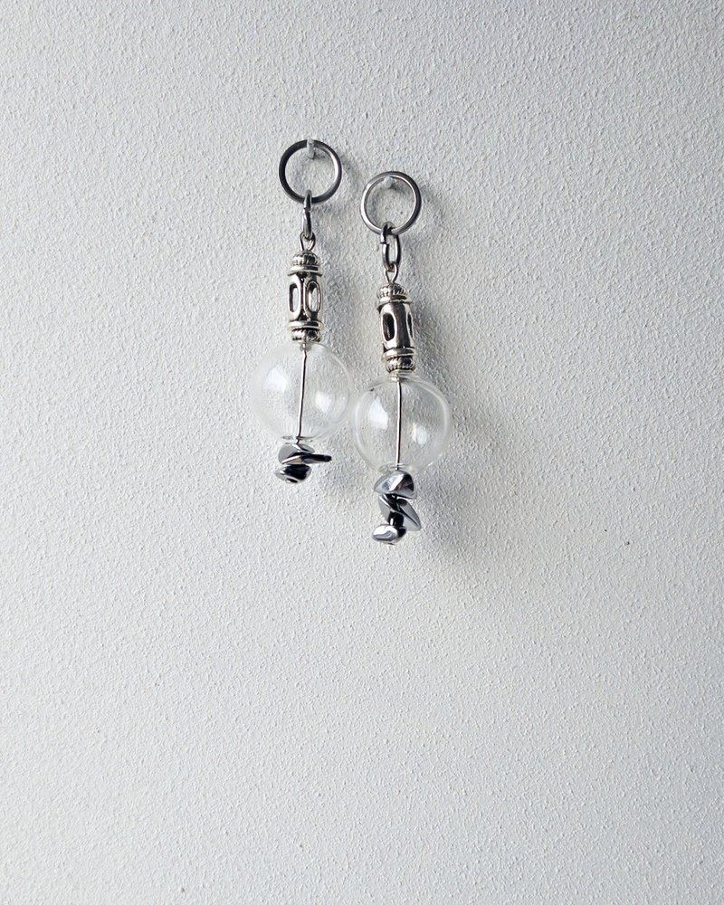 Custom charms Interchangeable /着せ替えチャーム c-c-66 - 耳环/耳夹 - 玻璃 透明