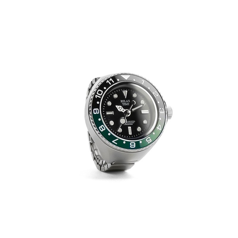 此为预购商品-RELAX TIME 水鬼戒指表-黑绿圈水鬼 (RT-R-03) - 戒指 - 不锈钢 绿色