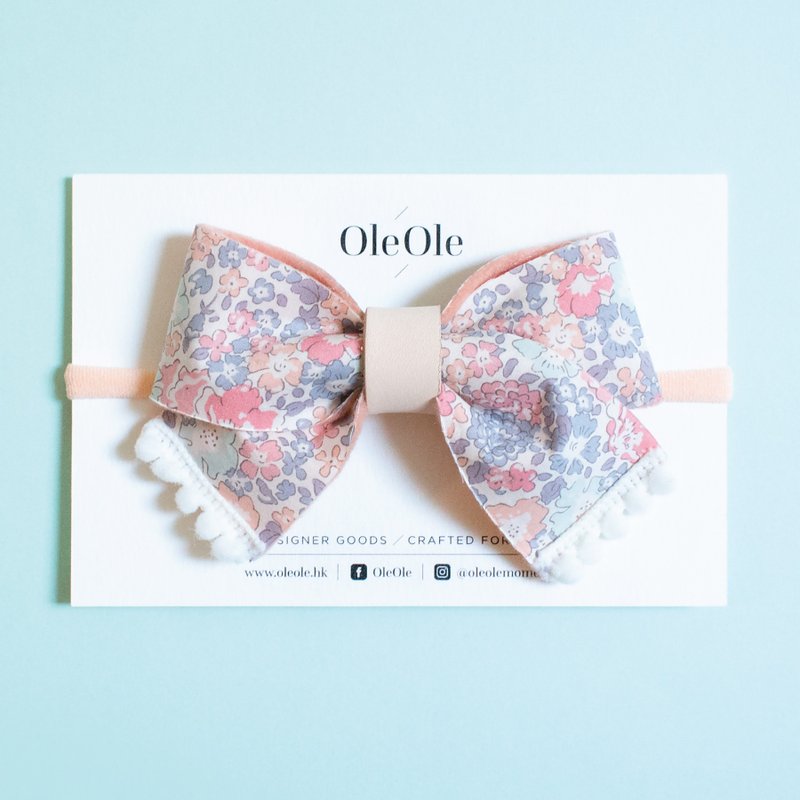 LIBERTY碎花布 宝宝头带 田园风 小清新 蝴蝶 婴儿发带 儿童 头饰 - 婴儿帽/发带 - 其他材质 粉红色