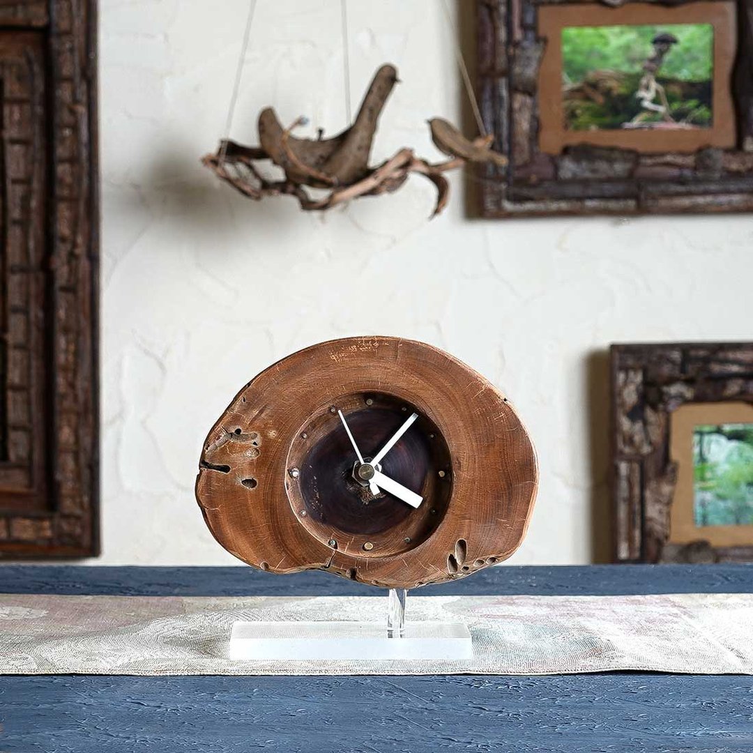 Driftwood clock Wooden clock Table clock 23-1 - 时钟/闹钟 - 木头 咖啡色