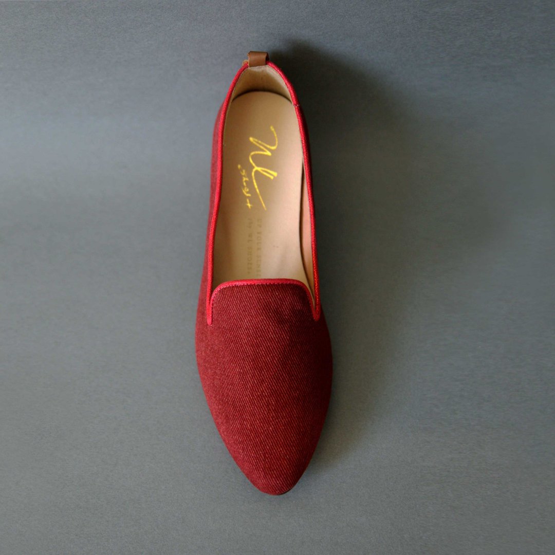 Denim Red (魅力红) Heeled Loafers 丹宁乐福 | WL - 女款牛津鞋/乐福鞋 - 棉 红色