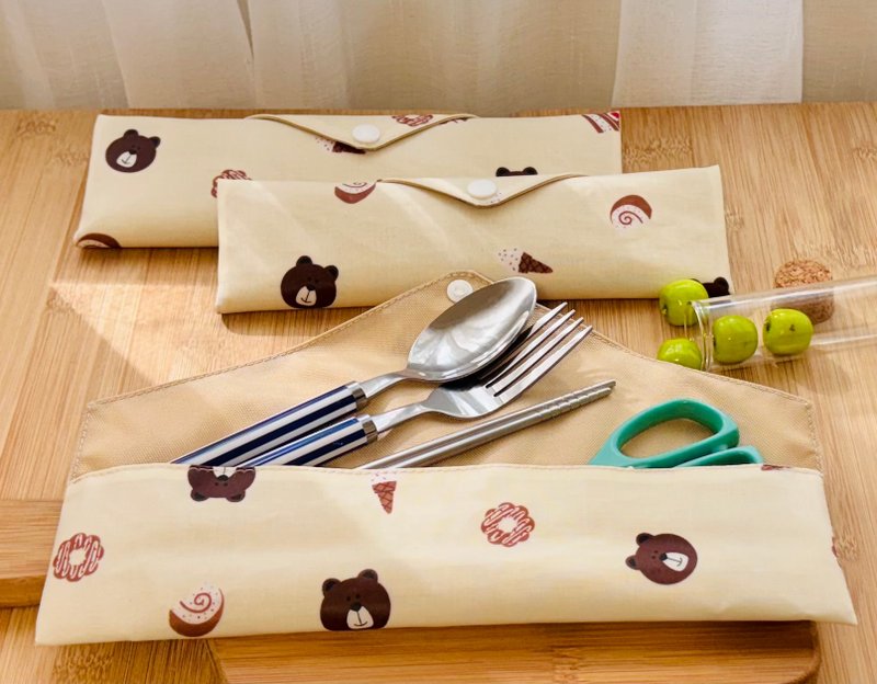 防水餐具袋 餐具袋 环保餐具袋 儿童餐具袋 上学餐具 外出餐具 - 餐刀/叉/匙组合 - 防水材质 黄色