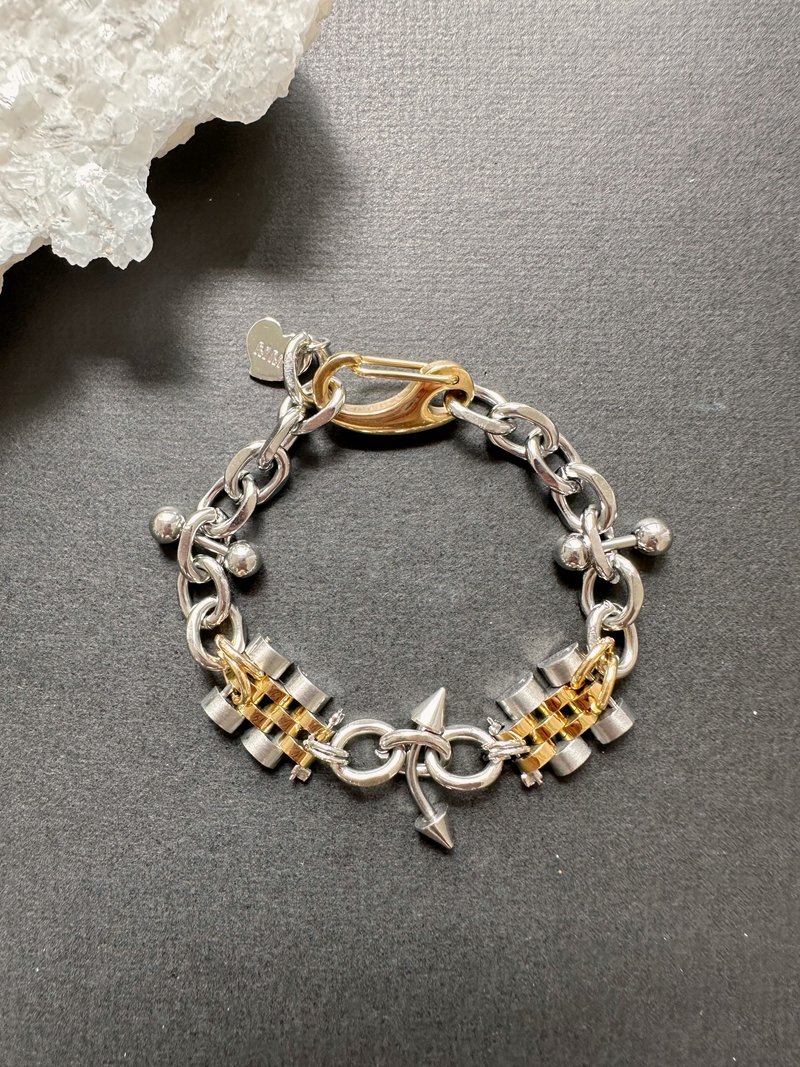 【定制礼物】不锈钢手錬 表带改做 淡水珍珠 金属 y2k 未来感 - 颈链 - 不锈钢 银色