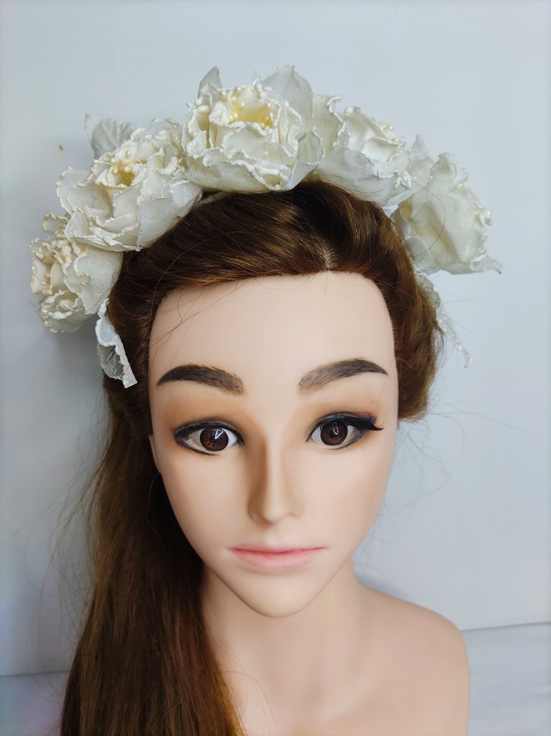 小众订制服装配件/花仙子/蕾丝花萝莉塔风Lorita头饰/发箍 - 发饰 - 压克力 白色