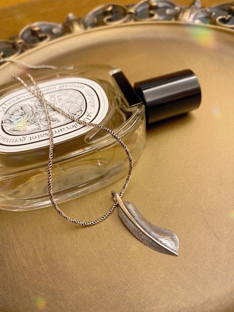 925纯银 复古仿旧 造型羽毛 项链 高桥吾郎款 - 项链 - 纯银 银色