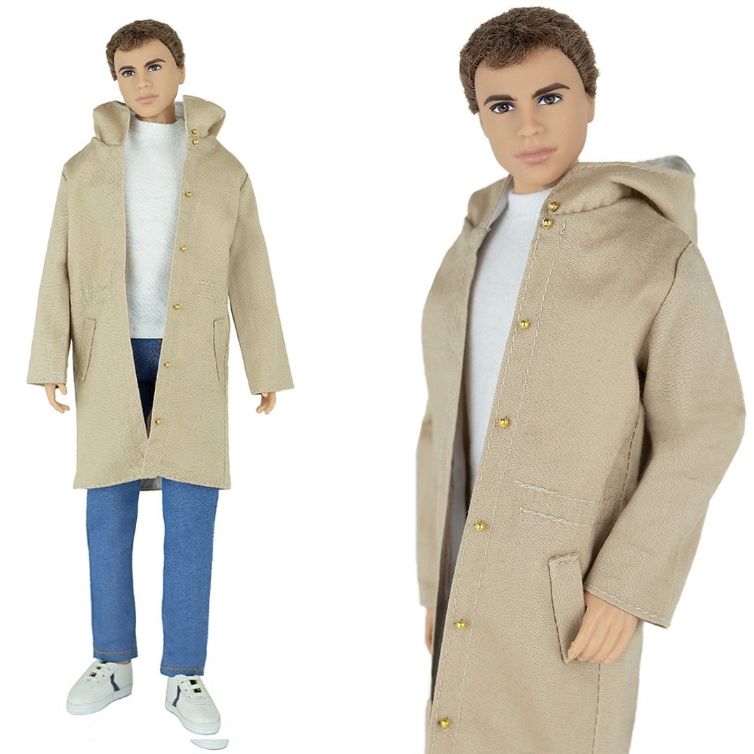 ELENPRIV beige parka jacket fashion outfit Ken doll 30cm 12 in MTM Barbie clothe - 玩具/玩偶 - 聚酯纤维 卡其色