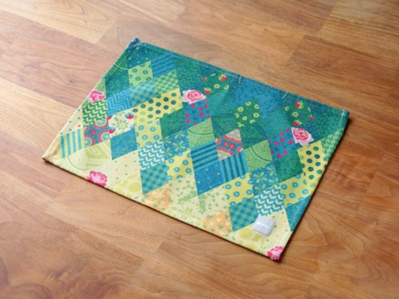 Tablecloth Scandinavian pattern yellow green patchwork 2-pack natural Linen jubileeteatoweltt123 - 杯垫 - 棉 