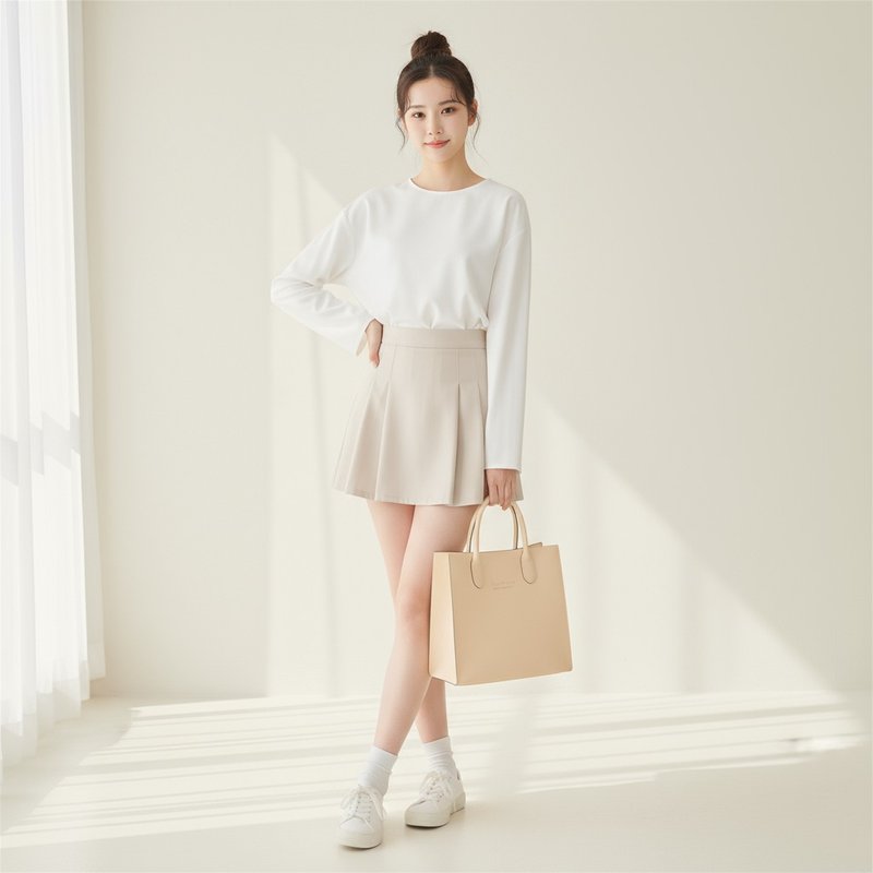 WARALEE's DAY | 托特包 - 小叶子 (浅桃色) - 手提包/手提袋 - 人造皮革 粉红色