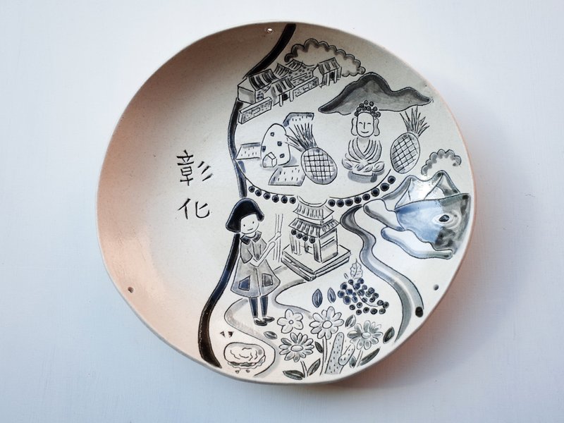 手绘陶盘创作－彰化 - 盘子/餐盘/盘架 - 陶 黑色