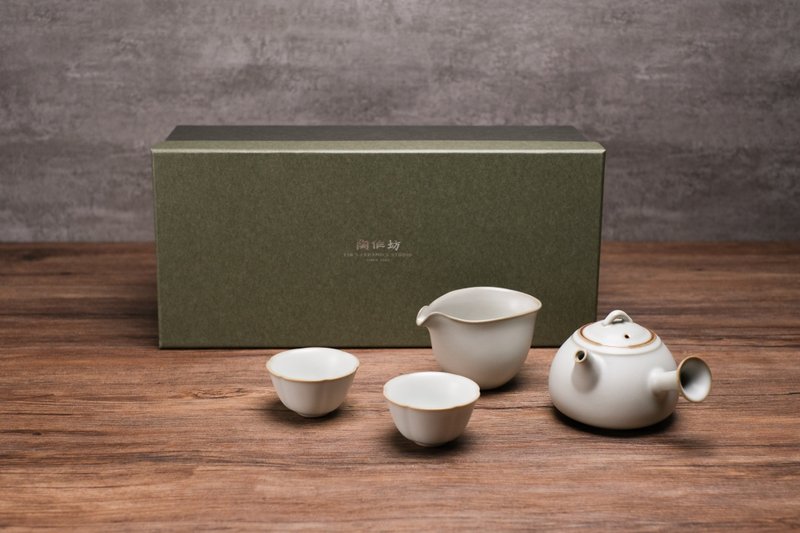 陶作坊 |怀汝宝满侧把壶_牙白_一壶一海两杯 - 茶具/茶杯 - 其他材质 白色