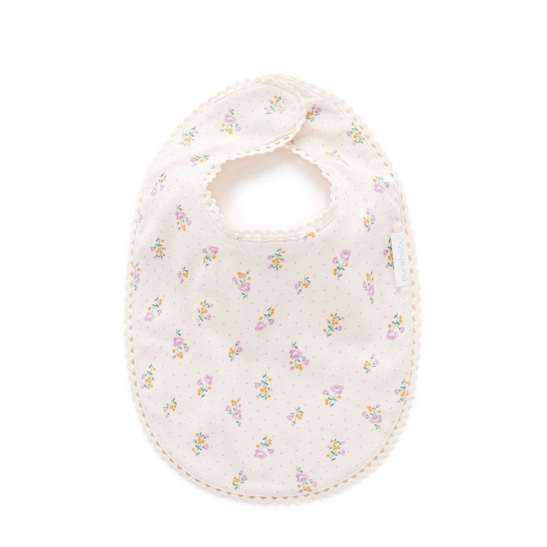 澳洲Purebaby有机棉 婴儿围兜/口水巾 白底粉花 - 围嘴/口水巾 - 棉 