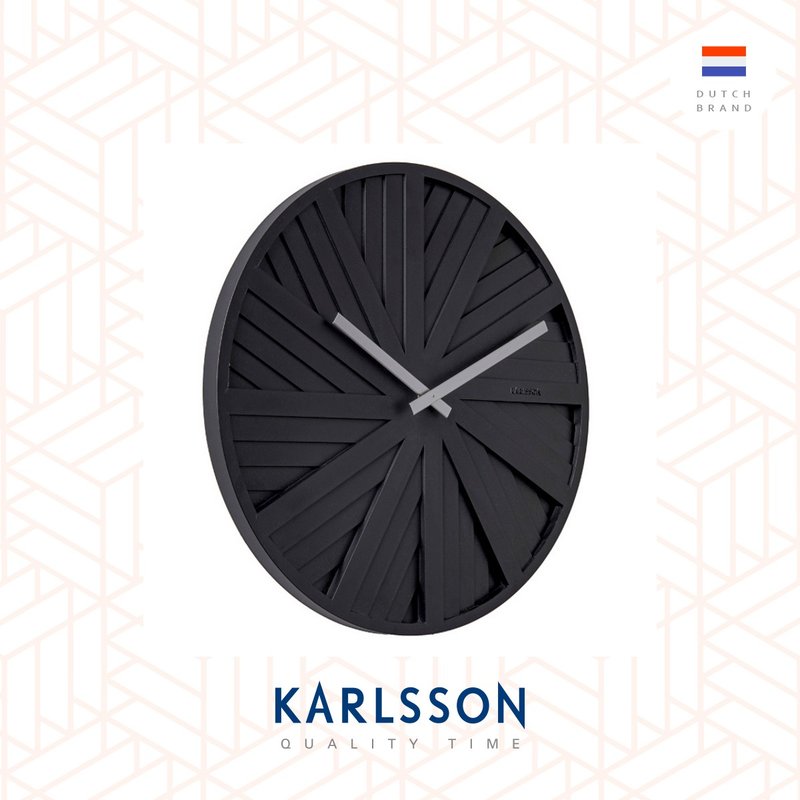 荷兰Karlsson wall clock 40cm Slides black 设计师挂钟 - 时钟/闹钟 - 塑料 黑色