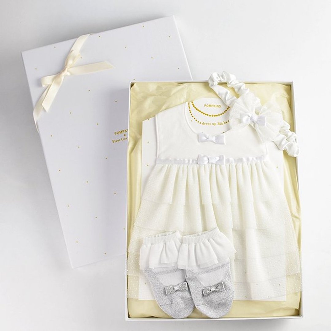 2814003 Dressup Gift Set / White POMPKINS First Ceremony Series Made in Japan - 满月礼盒 - 棉 