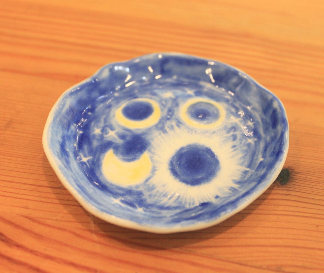 星空飨宴。天文食器 {日食} 小浅碟 - 浅碟/小碟子 - 瓷 蓝色