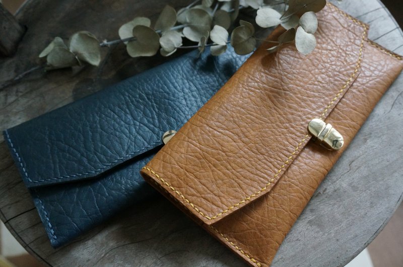简约插扣长夹。钱包 / 压纹深蓝 压纹黄棕  情人节 母亲节 父亲节 交换礼物 圣诞节 - 皮夹/钱包 - 真皮 