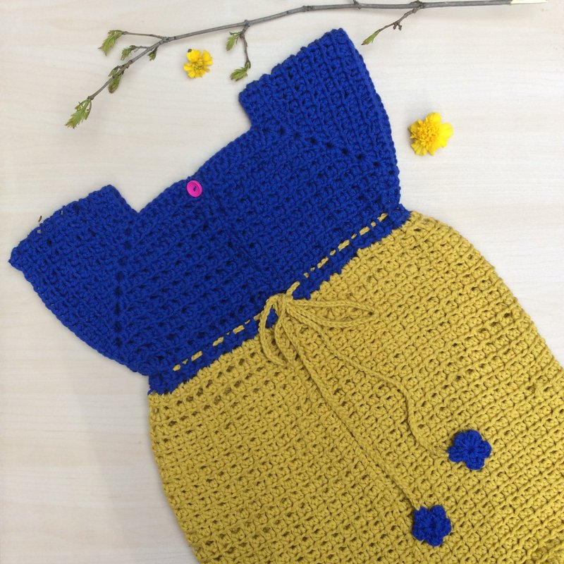 Summer dress for a toddler, organic cotton dress for a girl, dress with flowers - 童装礼服/连衣裙 - 环保材料 黄色