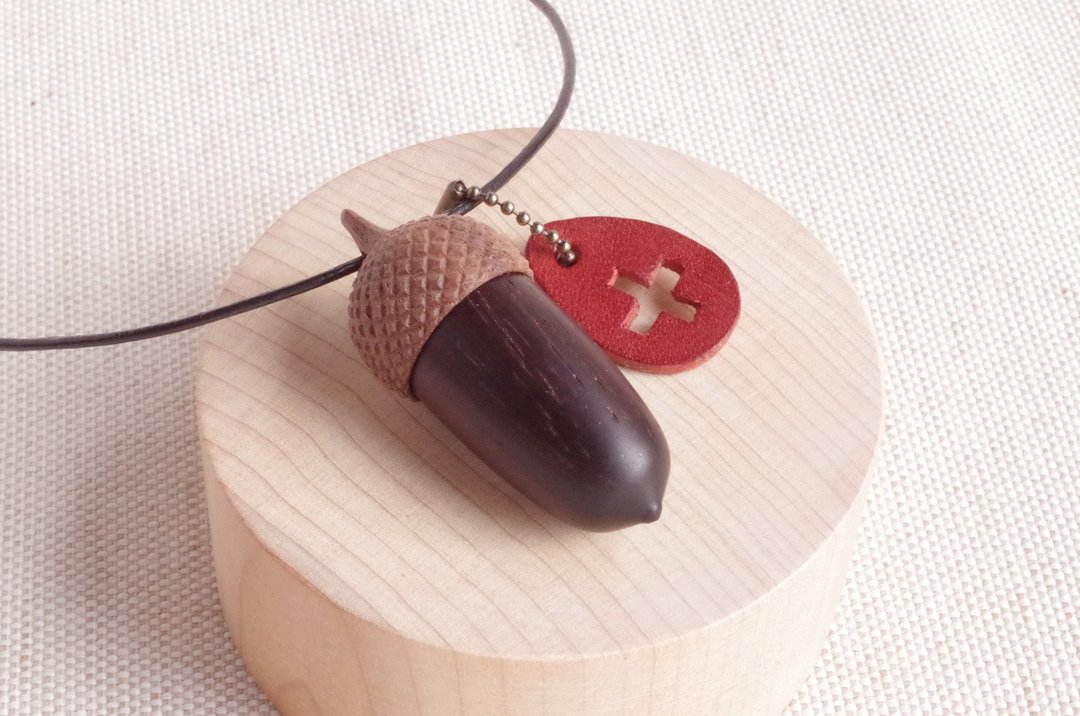 A bit large wooden acorn (OPENABLE) Pendant Rosewood & Walnut - 项链 - 木头 咖啡色