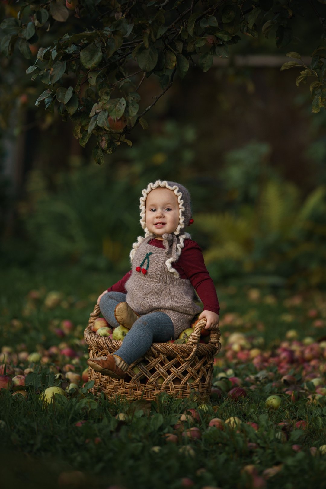 Cherries romper, hand knitting baby romper, organic, alpaca, knitting, cherries - 包屁衣/连体衣 - 羊毛 卡其色