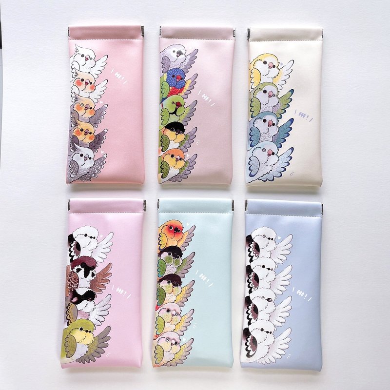 Rolia's 手作 【SAY HI !】鹦鹉/鸟/山雀 长型PU皮革弹片收纳包 - 化妆包/杂物包 - 人造皮革 