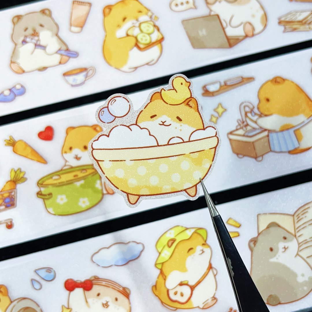 萌鼠日记原创和纸pet胶带可爱手账拼贴 - 纸胶带 - 塑料 