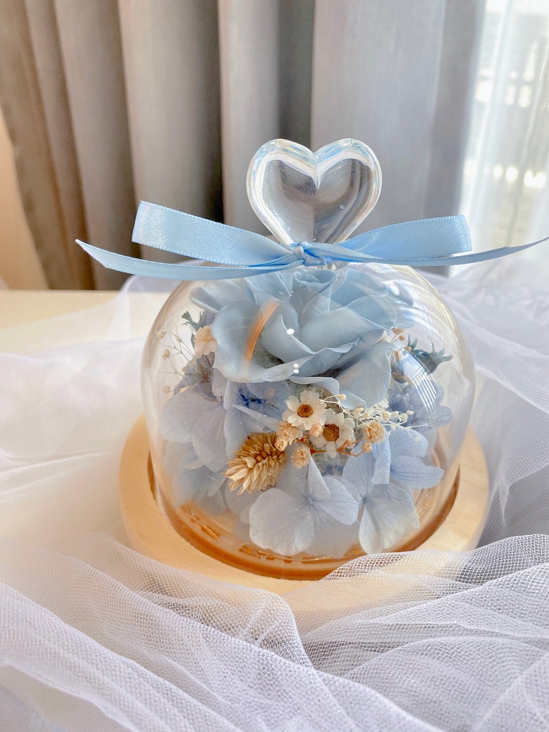 爱丽丝的小花园 小型爱心玻璃花灯 成品 材料包 圣诞节 生日礼 - 干燥花/捧花 - 植物．花 蓝色