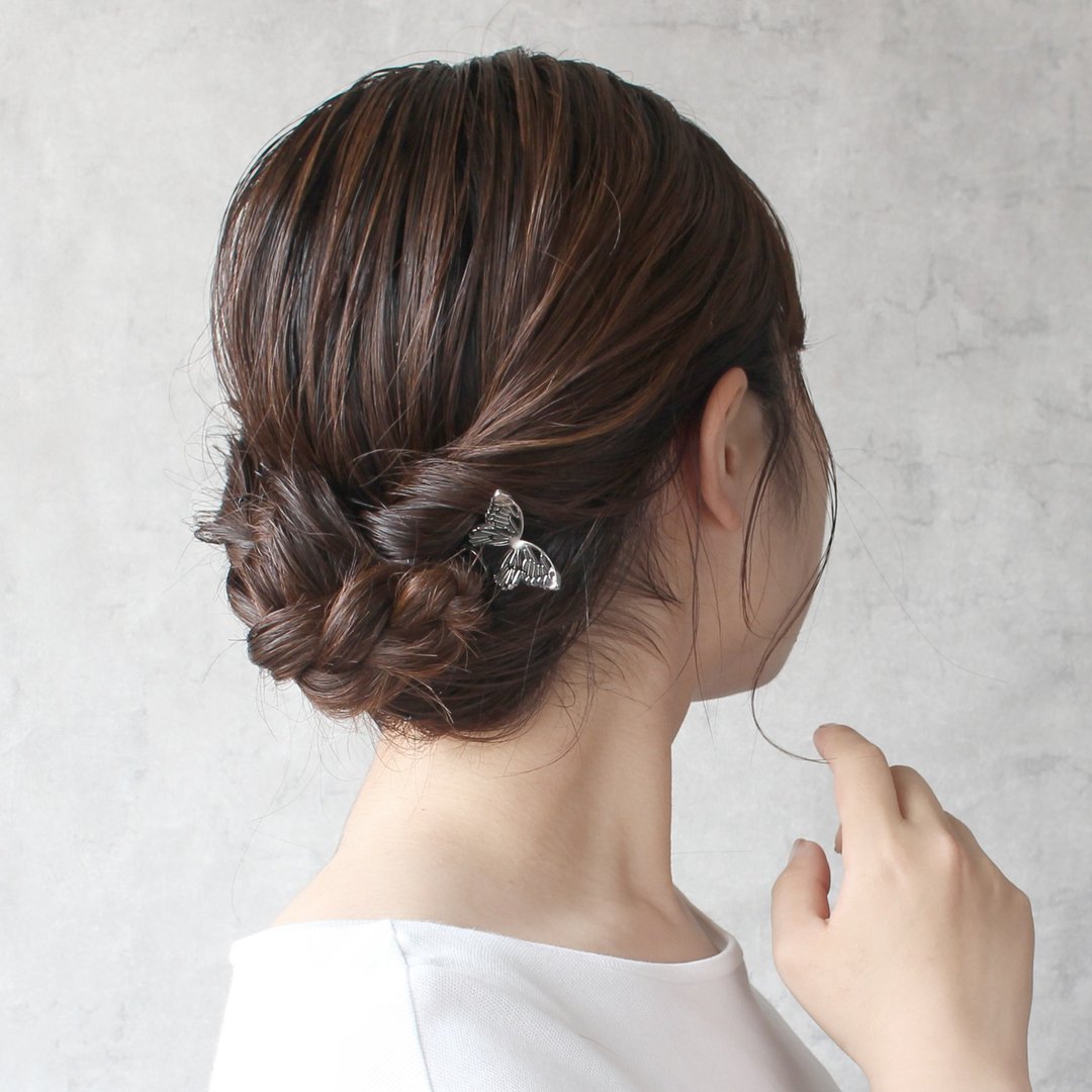 KANZASHI Hair pin  【Butterfly / Lady】 - 发饰 - 其他金属 银色