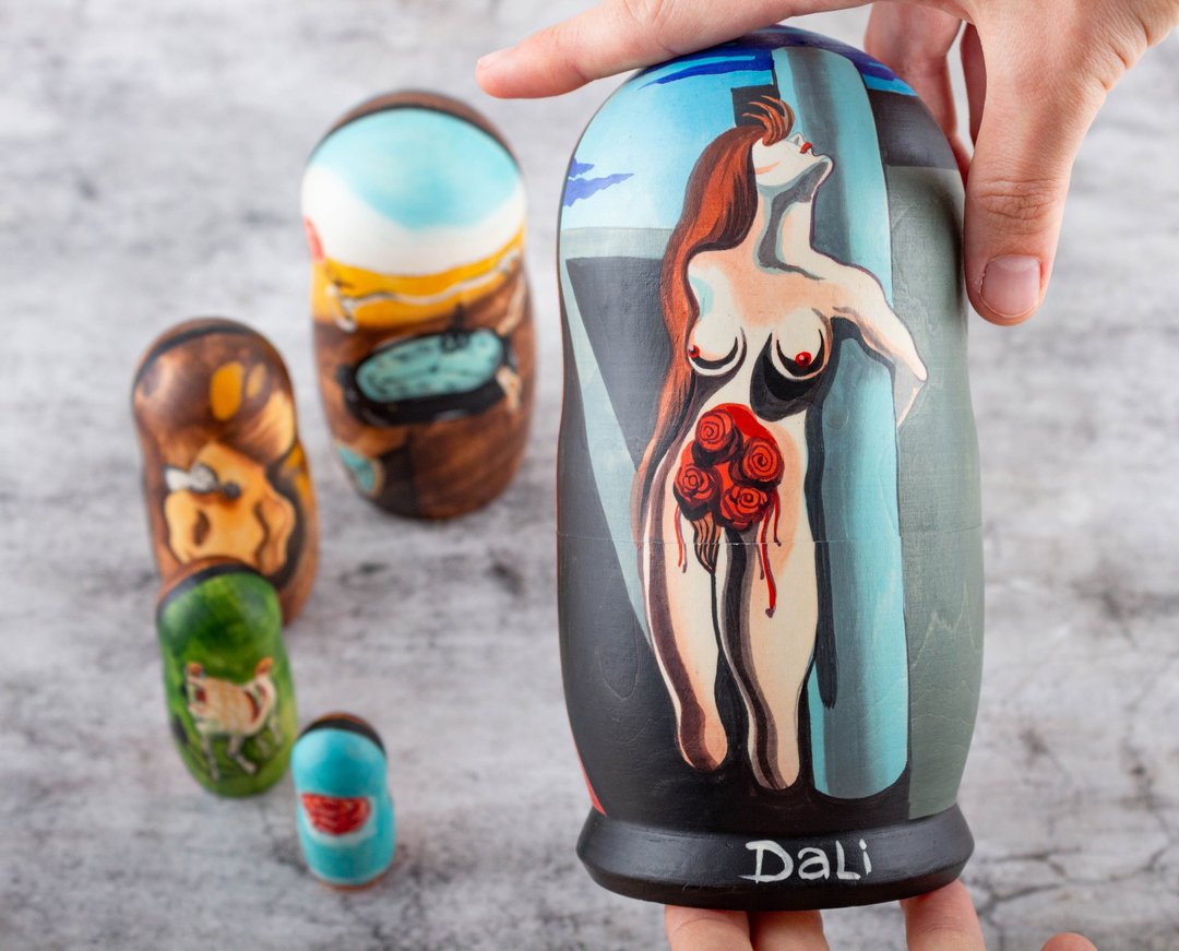 Matryoshka Nesting dolls 7 inch Salvador Dali Russian dolls Stacking dolls - 摆饰 - 木头 