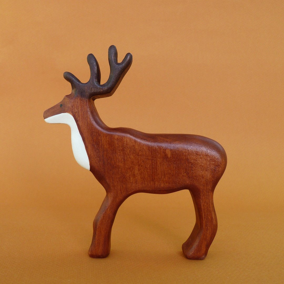 Wooden deer toy - Wooden animals - Wooden toy - Forest animal - Woodland animals - 玩具/玩偶 - 木头 咖啡色