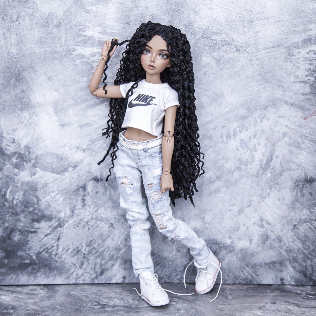 1/4 Minifee ZiZi wig, for head 6-7 (black curly) - 玩具/玩偶 - 其他材质 黑色