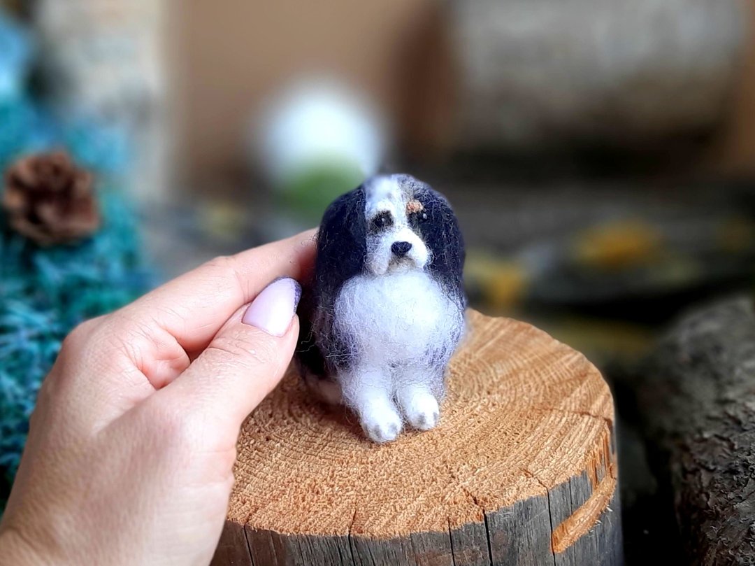 Customized pet Needle felted doll animal Healing small wool cats and dogs - 玩偶/公仔 - 羊毛 