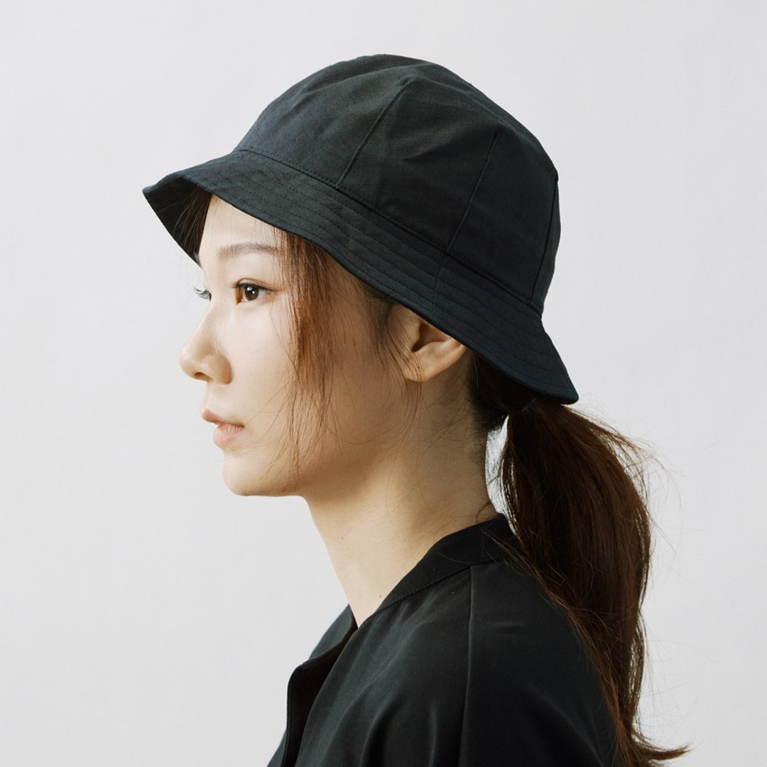 純亞麻黑色夏季漁夫帽 中性款 - 帽子 - 棉 黑色