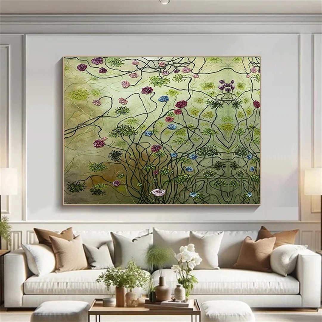 繁花 手绘油画/抽象/原创商品/装饰画/现代画/客厅/走廊卧室挂画 - 海报/装饰画/版画 - 亚麻 多色