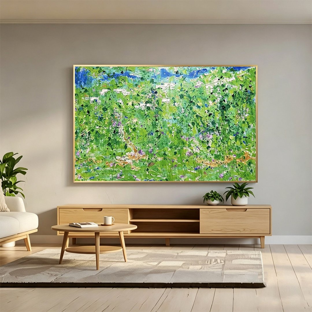 花海 手绘油画/抽象/原创商品/装饰画/现代画/客厅/走廊卧室挂画 - 海报/装饰画/版画 - 亚麻 绿色