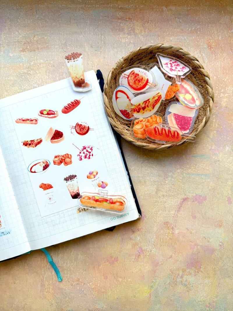 手绘美食插画台湾小吃压克力夹 文件夹 票夹 - 文件夹/资料夹 - 塑料 