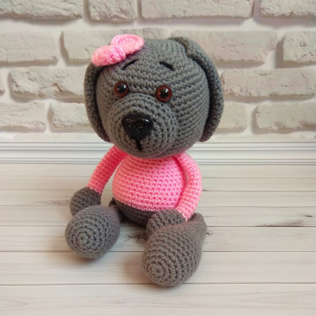 Small toy dog 9,4 inches, souvenir dog - 玩具/玩偶 - 棉 粉红色