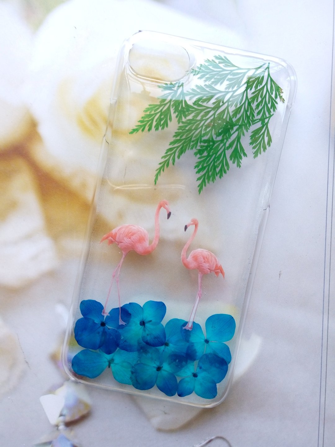 Annys workshop手作押花手机保护壳, iPhone 7 及iPhone 8 适用, Flamingos - 手机壳/手机套 - 压克力 多色