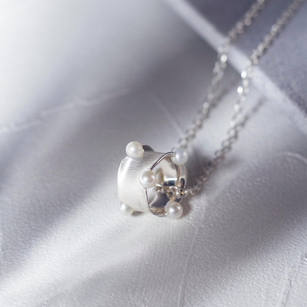 纯银浪带珍珠项链 Silver Reef Necklace  女生礼物 - 项链 - 纯银 银色