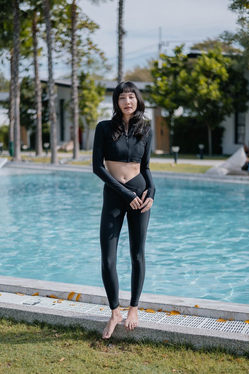 EMMA - 黑色 / 泳装短版外套紧身裤 / MAILLOT CO. 自由潜水泳衣 - 女装泳衣/比基尼 - 其他材质 黑色