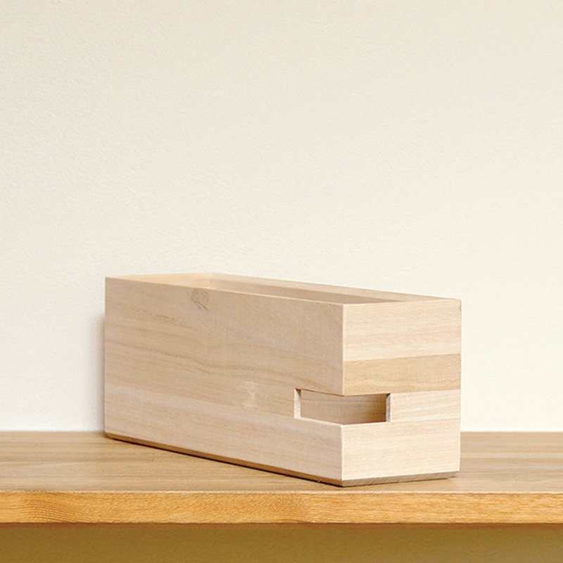 Paulownia A4 box file Horizontal (Half size) - 收纳用品 - 木头 卡其色