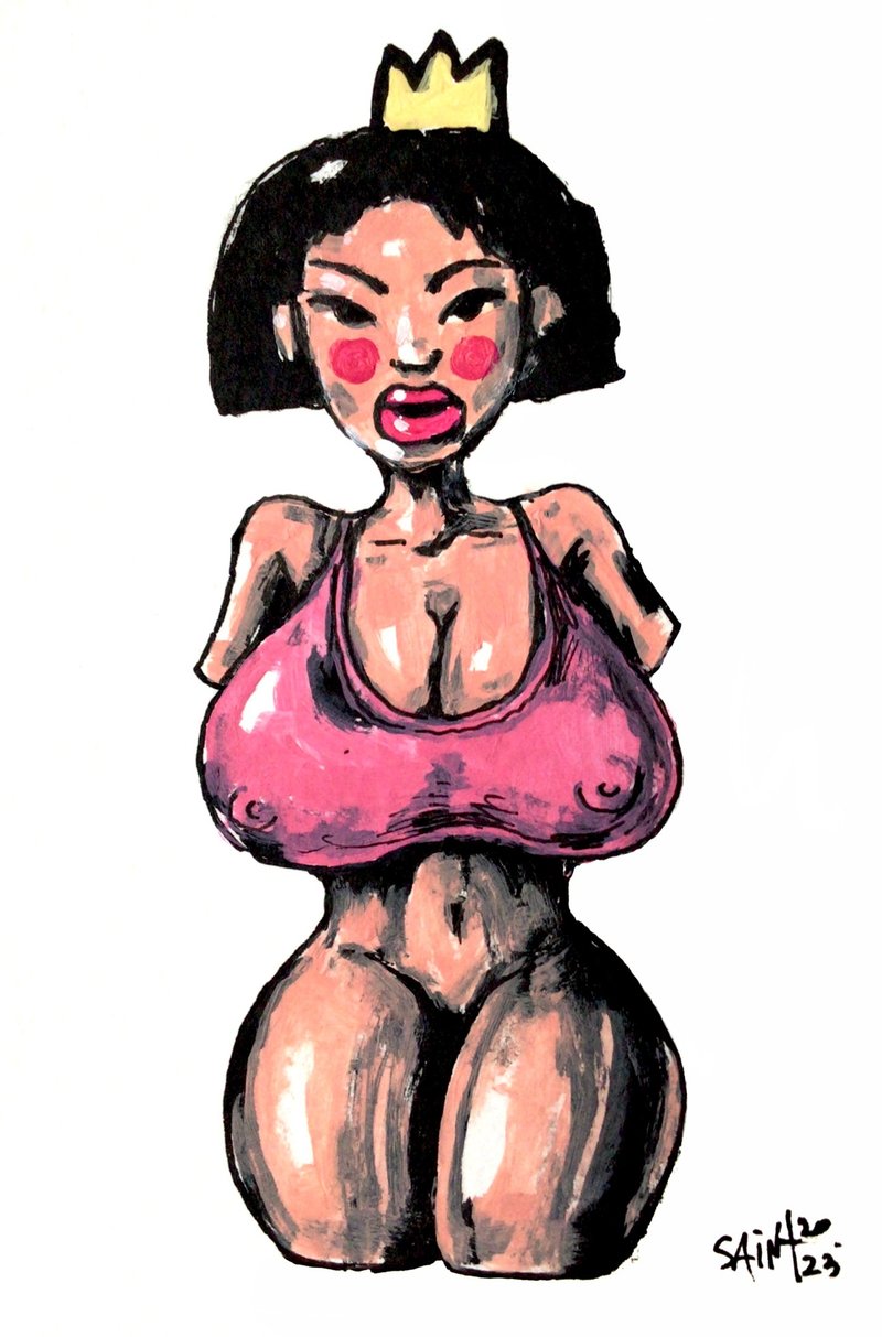 Girl small painting original, erotic, tits, boobs, NSFW, acrylic drawing, paper. - 海报/装饰画/版画 - 纸 多色