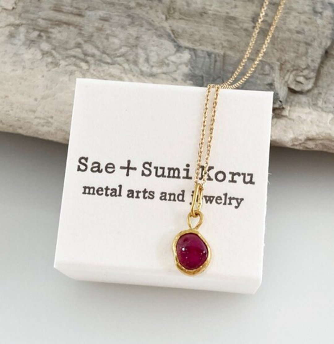 K24 Pure Gold ◇ Rubellite (Red Tourmaline) Pendant Top - 项链 - 其他金属 