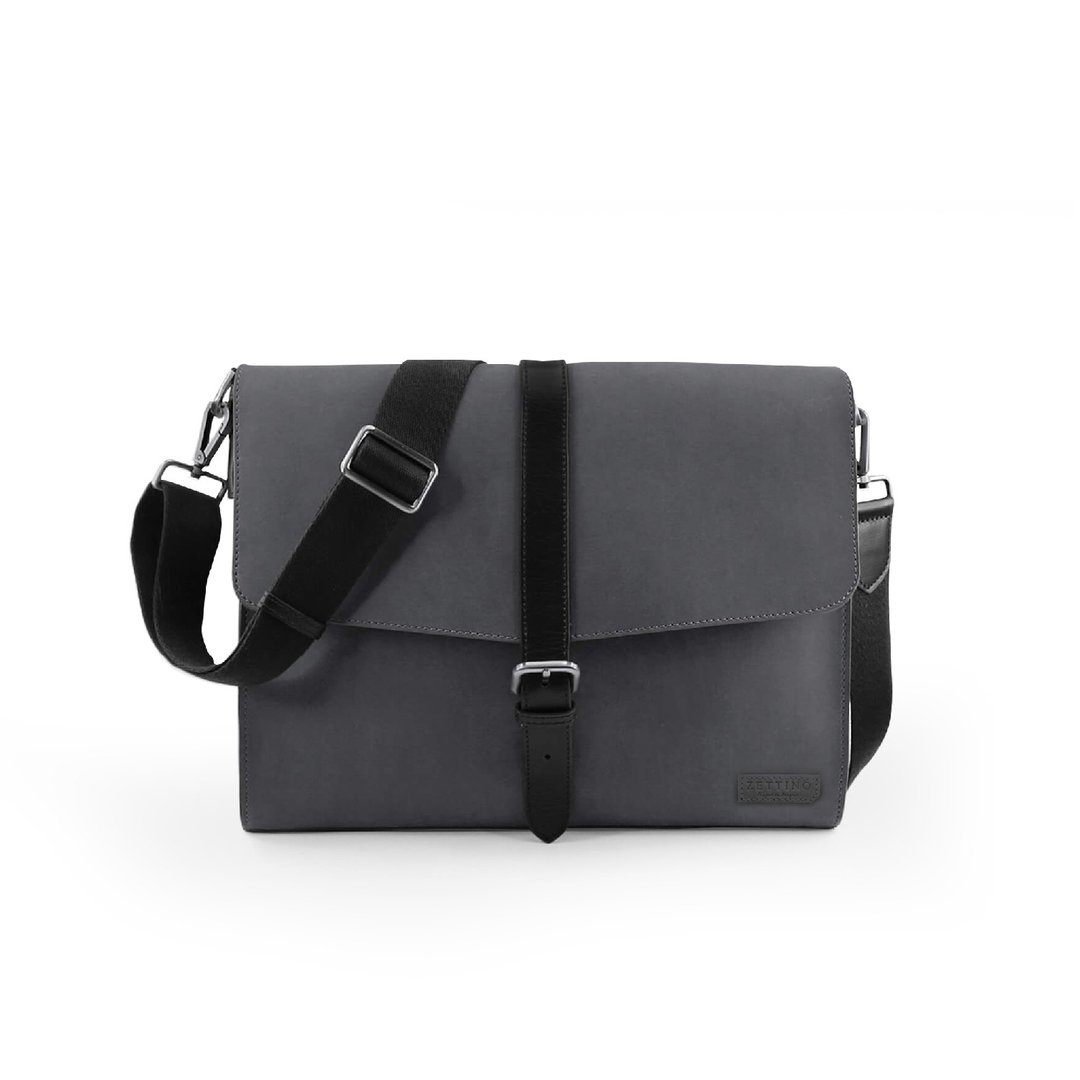 13 inch Messenger Grey - 侧背包/斜挎包 - 真皮 灰色